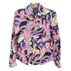 Lauren Ralph Lauren Paisley Button Front Top